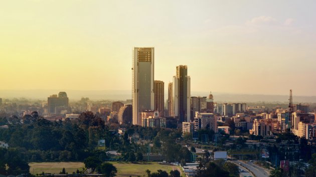 A picture of skyscrapers in Nairobi, Kenya