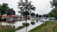 A flooded town