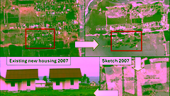 combines pics of housing development after tsunami