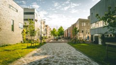 A residential walkway in a neighbourhood in Amsterdam