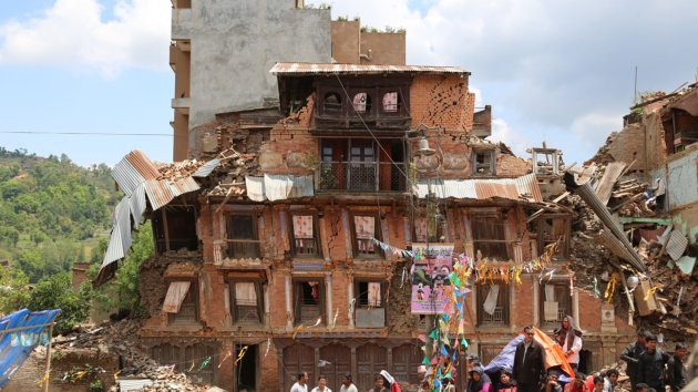 A photo taken after the earthquake in Nepal in 2015.