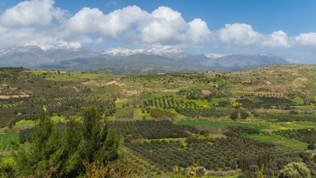 The mount Ida chain and the Messara plain seen from Phaistos, Crete, Greece.
