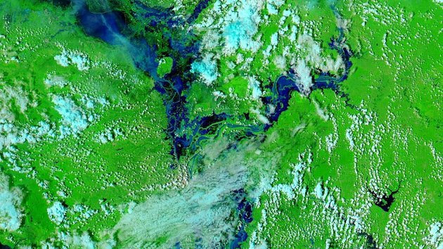 Satellite image of flooding in Cambodia