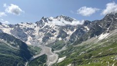 Monte Rosa massif and Belvedere Glacier in Macugnaga, Italy.