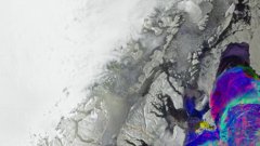 Radar image of northeastern Greenland