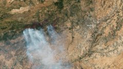 Satellite image of wildfires near Madrid, Spain