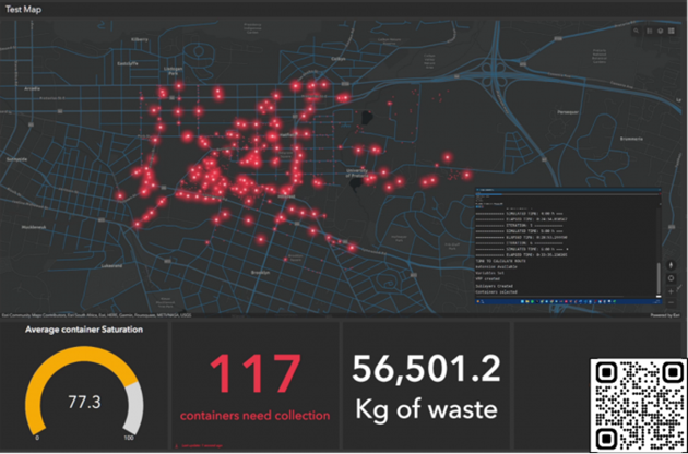 Figure 3: Waste generation simulation (hour 6: the step before route calculation)